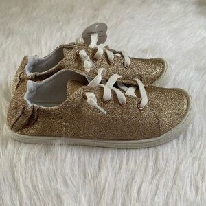 Wonder Nation Shoes Girls Size 4 Gold‎ Sparkly Slip On Stretchy Back